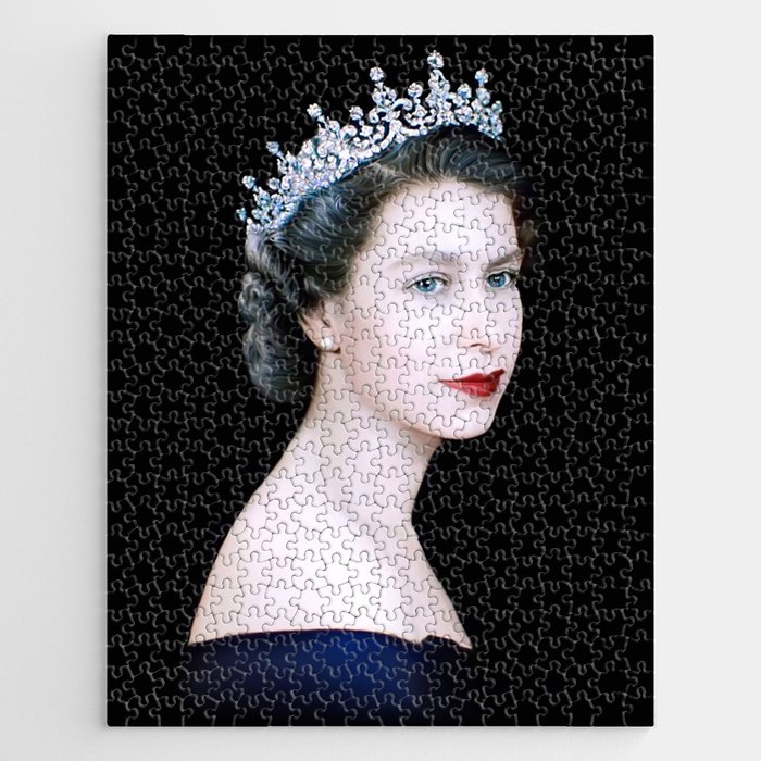 Queen Elizabeth II Blue Satin Jigsaw Puzzle