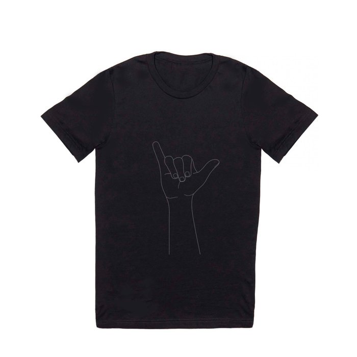 Minimal Line Art Shaka Hand Gesture T Shirt