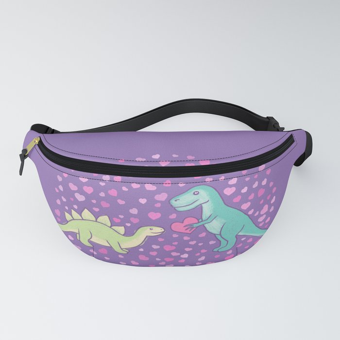 Cute Dinosaurs in Love Purple Fanny Pack by Bobbie Val Society6