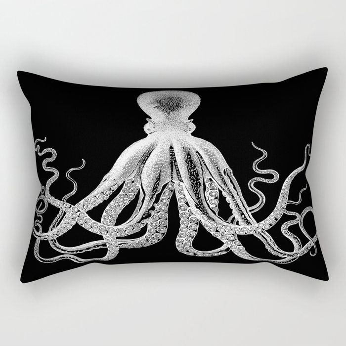 Octopus | Vintage Octopus | Tentacles | Black and White | Rectangular Pillow
