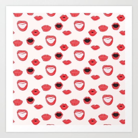 Pretty Lips Pattern Art Print