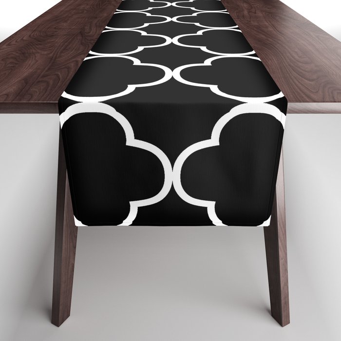 Quatrefoil (White & Black Pattern) Table Runner