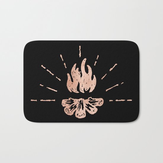 Campfire Rose Gold Flames Bath Mat