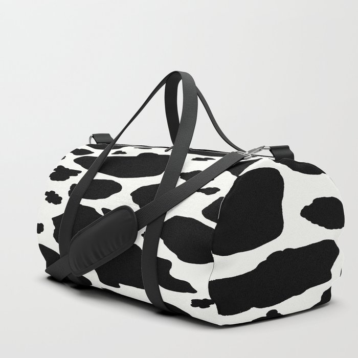 black and white animal print cow spots Duffle Bag