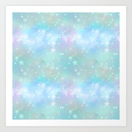 Iridescent Sparkly Stars Pattern Art Print