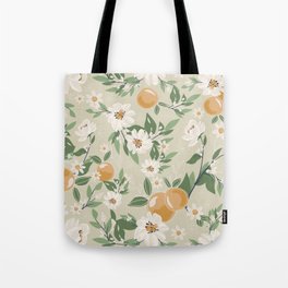 Orange in full bloom pattern illustration - beige Tote Bag