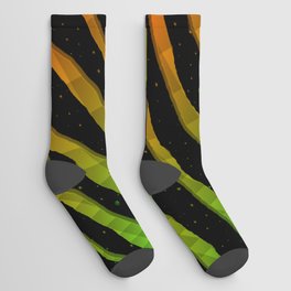 Ripped SpaceTime Stripes - Green/Orange Socks