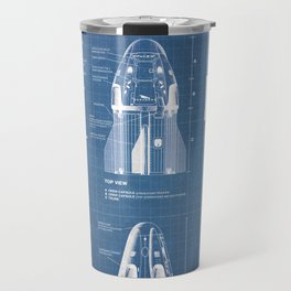 NASA SpaceX Crew Dragon Spacecraft & Falcon 9 Rocket Blueprint in High Resolution (light blue) Travel Mug