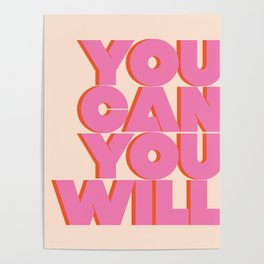 You Can You Will Do This It Vintage Motivational Typography Poster