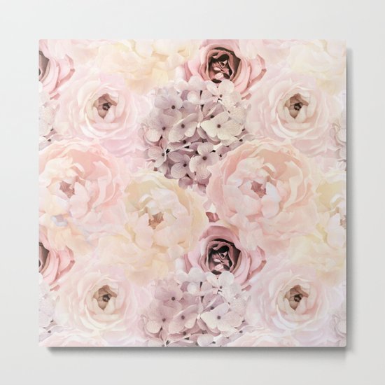 Midsummer Roses- Vintage Rose Pattern Metal Print