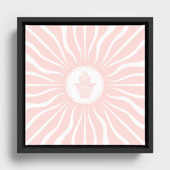 Boho Sun Pink Mandala Framed Canvas