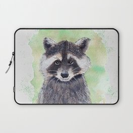 Raccoon Portrait Watercolor - White Background Laptop Sleeve