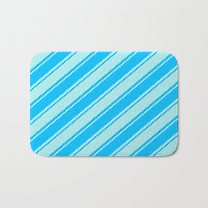 Turquoise & Deep Sky Blue Colored Lines Pattern Bath Mat