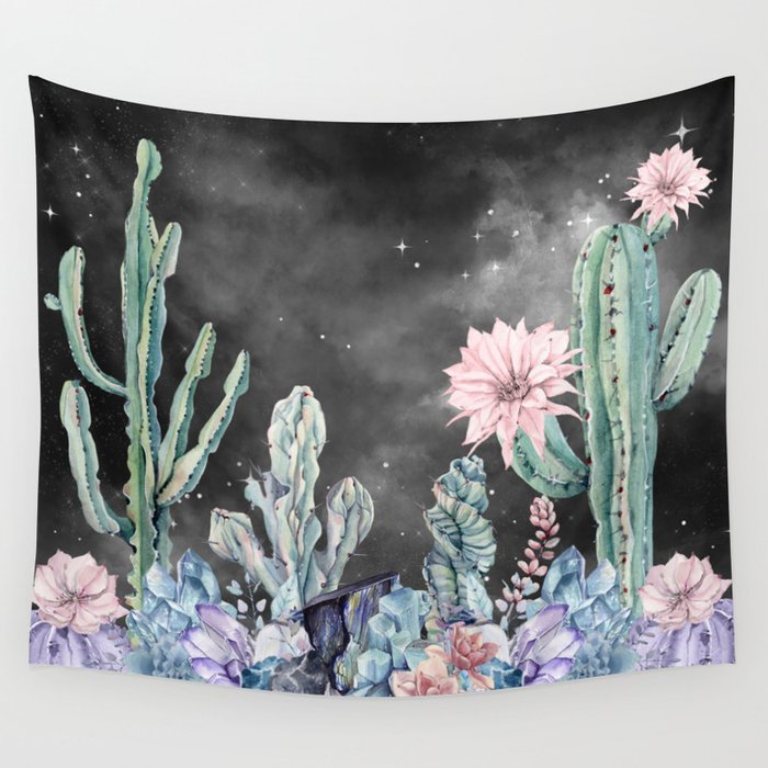 Desert Nights Gemstone Oasis Night Sky Wall Tapestry