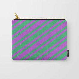 [ Thumbnail: Orchid & Sea Green Colored Stripes/Lines Pattern Carry-All Pouch ]