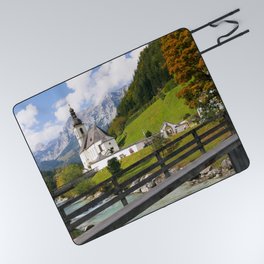 Germany Photography - Small Church In Ramsau Bei Berchtesgaden Picnic Blanket