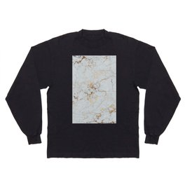 Abstract Gray Gold Elegant Stylish Marble Pattern Long Sleeve T-shirt