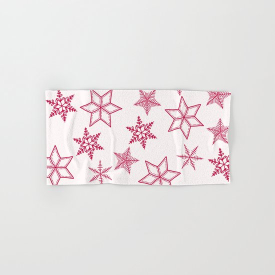 Red Snowflakes On White Background Hand & Bath Towel