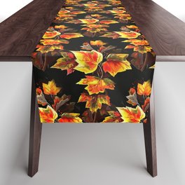 Christian Cross of Autumnal Leaves Repeat Pattern Table Runner