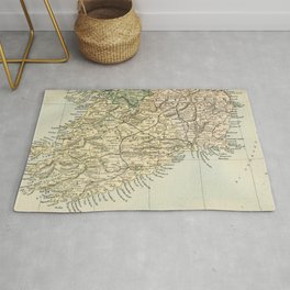 Vintage and Retro Map of Southern Ireland Rug