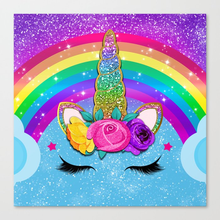 Rainbow Sparkle Unicorn Canvas Print