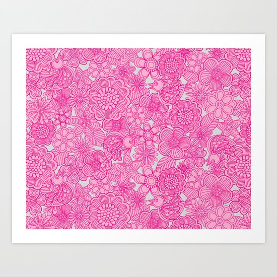 "Welcome birds to my pink garden" Art Print