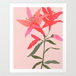 Tropical Pink Lilies Art Print