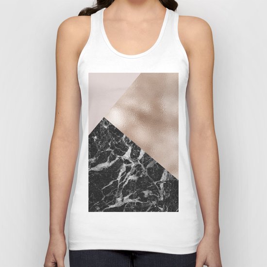 Layered rose gold and black campari marble Unisex Tank Top
