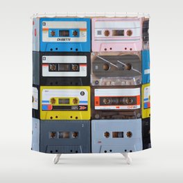 Colorful music audio cassette  Shower Curtain