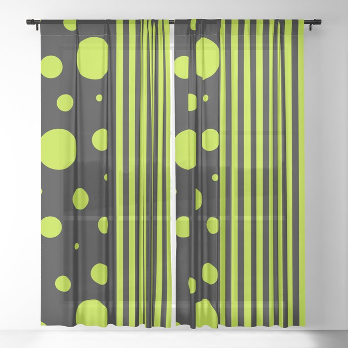 Spots and Stripes - Lime Green Sheer Curtain