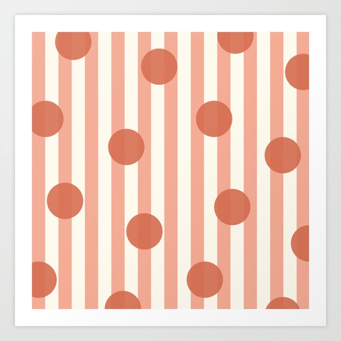 Stripes and Dots pink Art Print