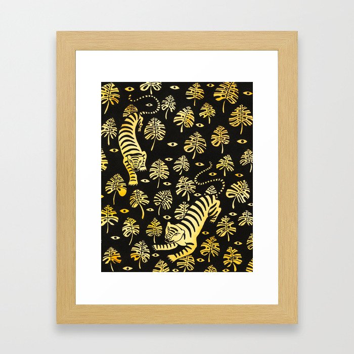 Tiger jungle animal pattern Framed Art Print