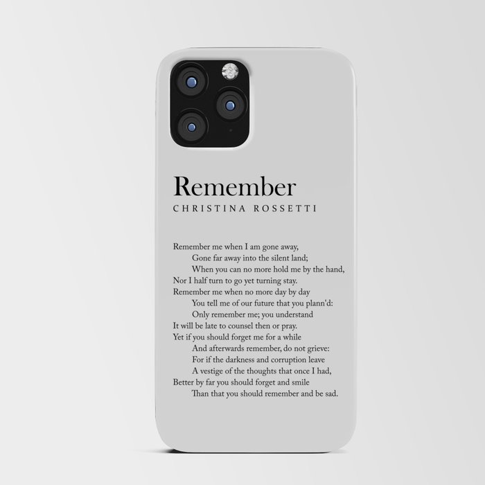 Remember - Christina Rossetti Poem - Literature - Typography Print 2 iPhone Card Case