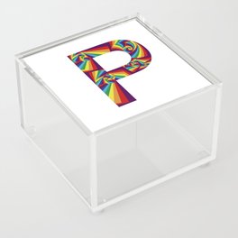  capital letter P with rainbow colors and spiral effect Acrylic Box