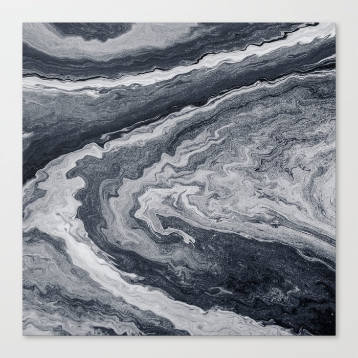 Liquid Blue-Gray Marble Canvas Print