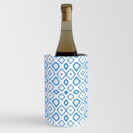 Delft Blue Geometric Square Pattern Wine Chiller
