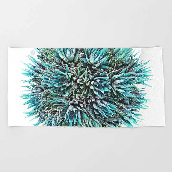 Cactus Crown 1. Blue & Green #decor #buyart Beach Towel
