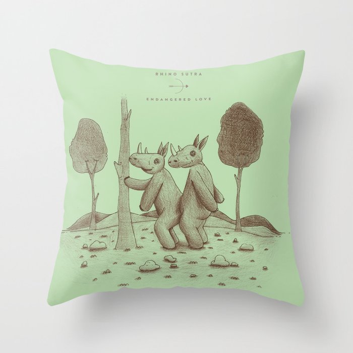 Endangered Love - Rhino Sutra Throw Pillow
