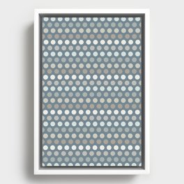 Polka Dot Stripes Minimalist Pattern in Medium Neutral Blue Gray Tones  Framed Canvas