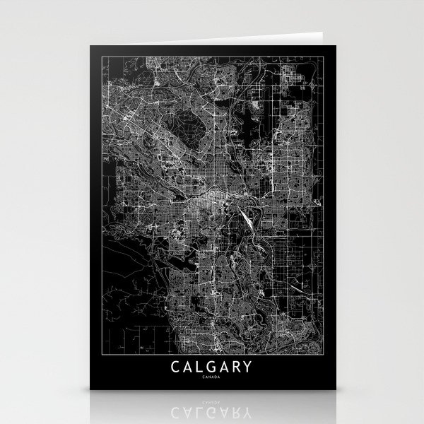 Calgary Black Map Stationery Cards