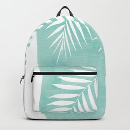 Teal Paint Stroke of Palm Leaves Backpack