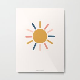 The Sun Metal Print | Nursery, Sundecor, Toddler, Drawing, Sky, Mustardyellow, Scandinavian, Star, Kids, Pink 