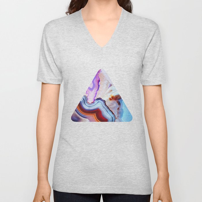 Agate, a vivid Metamorphic rock on Fire V Neck T Shirt