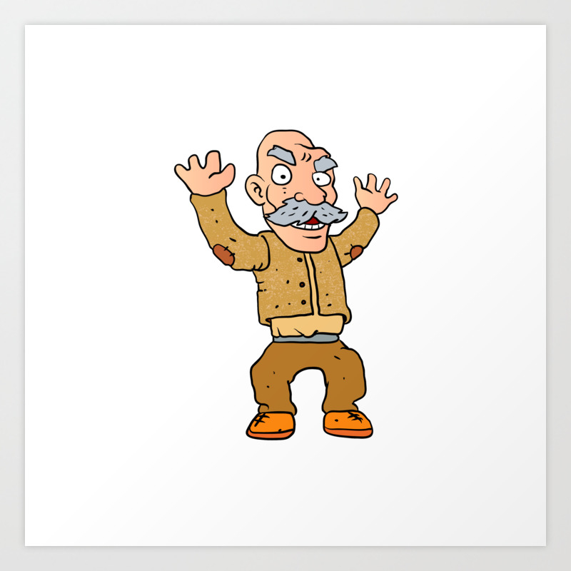 Grumpy Old Man Cartoon Art Print By Marios Society6