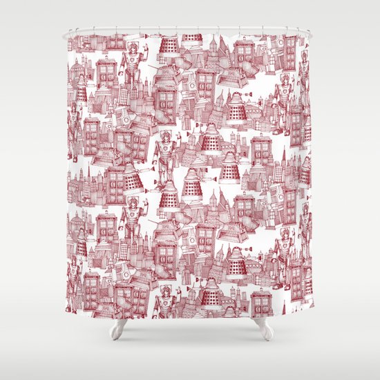 Doctor Who Toile de Jouy | 'Walking Doodle' | Red Shower ...