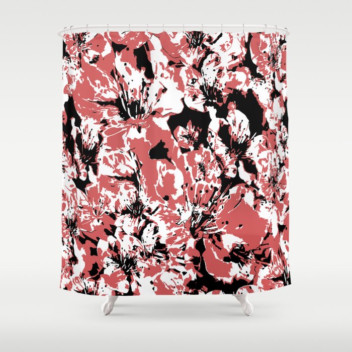 Textured Floral Collage Shower Curtain