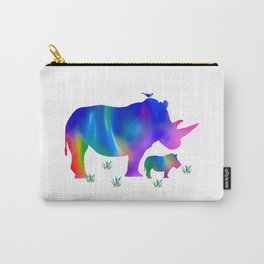 Rainbow Rhino mom and baby Carry-All Pouch