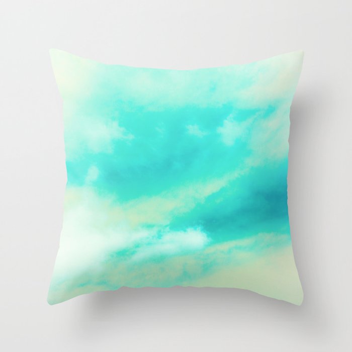 Aqua Sky Throw Pillow by ARTbyJWP | Society6 - Turquoise decorative throw pillows
