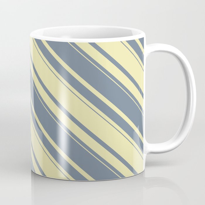 Slate Gray & Pale Goldenrod Colored Stripes Pattern Coffee Mug