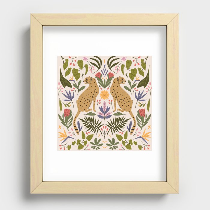 Modern colorful folk style cheetah print  Recessed Framed Print